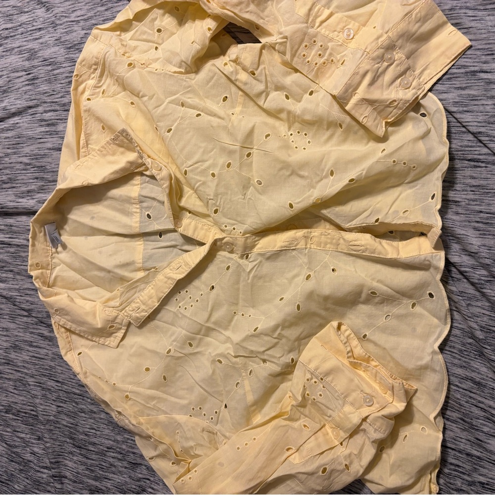 A New Day Light Yellow Eyelet Blouse